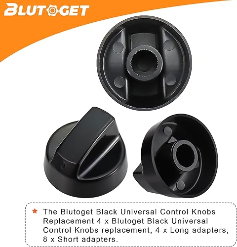 Miniatura 4 de Blutoget Paquete de 4 perillas de control universales negras con 12 adaptadores, compatibles con estufa de horno, pomos universales para estufas,