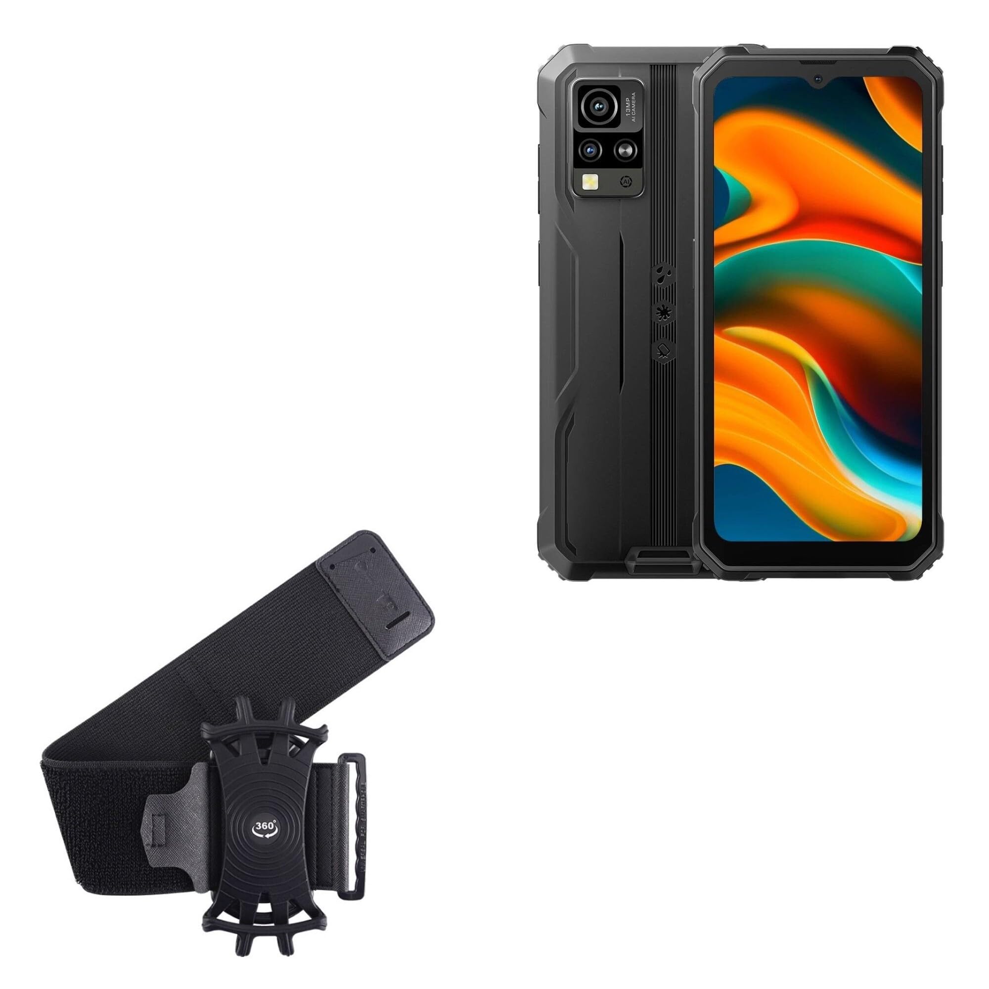 BoxWave Holster Compatible with Blackview BV4800 - ActiveStretch Sport Armband, Adjustable Armband for Workout and Running - Jet Black