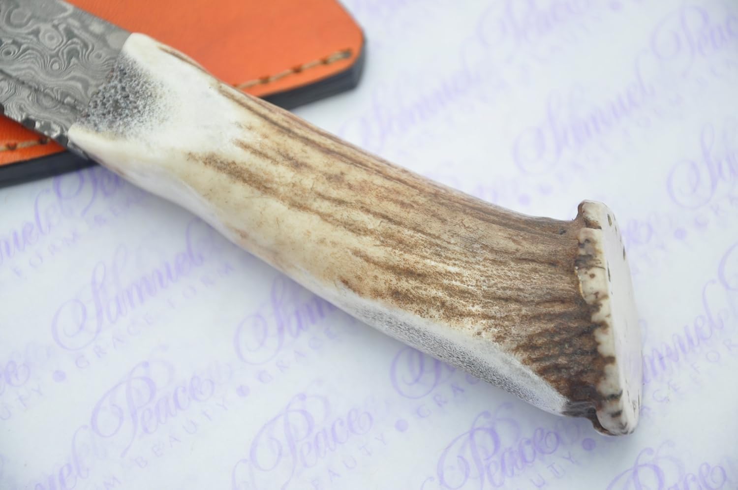 New Genuine Damascus Steel Full Crown Stag Handle Sheffield Sgian Dubh Boxed with Superior Leather Sheath
