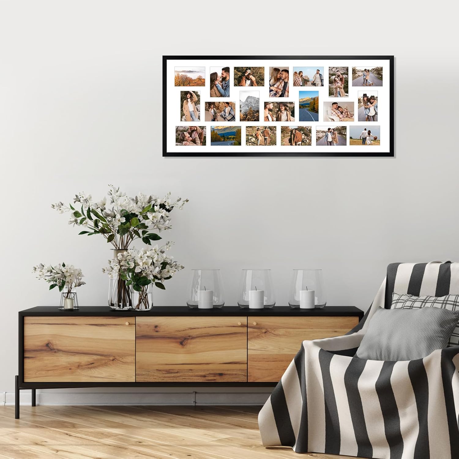 QUTREY Collage Picture Frame 4x6, 20 Opening Black Large Photo Frame for Multiple 4 by 6 inch Pictures for Wall
