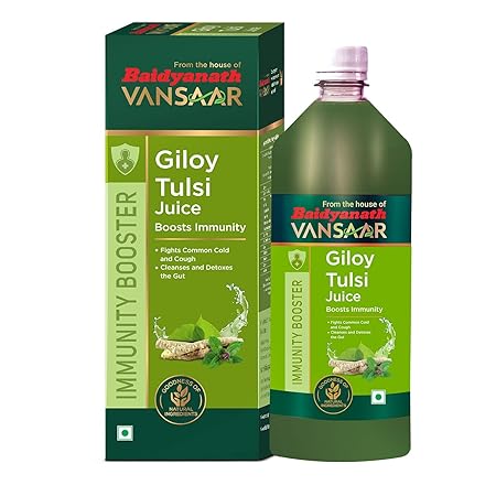 Vansaar Giloy Tulsi Juice,1L | Benefit of 2-in-1 Immunity Boosters with the power of Giloy and Tulsi | Supports Immune Health | Pure, Natural & 100% Ayurvedic | No Added Sugar