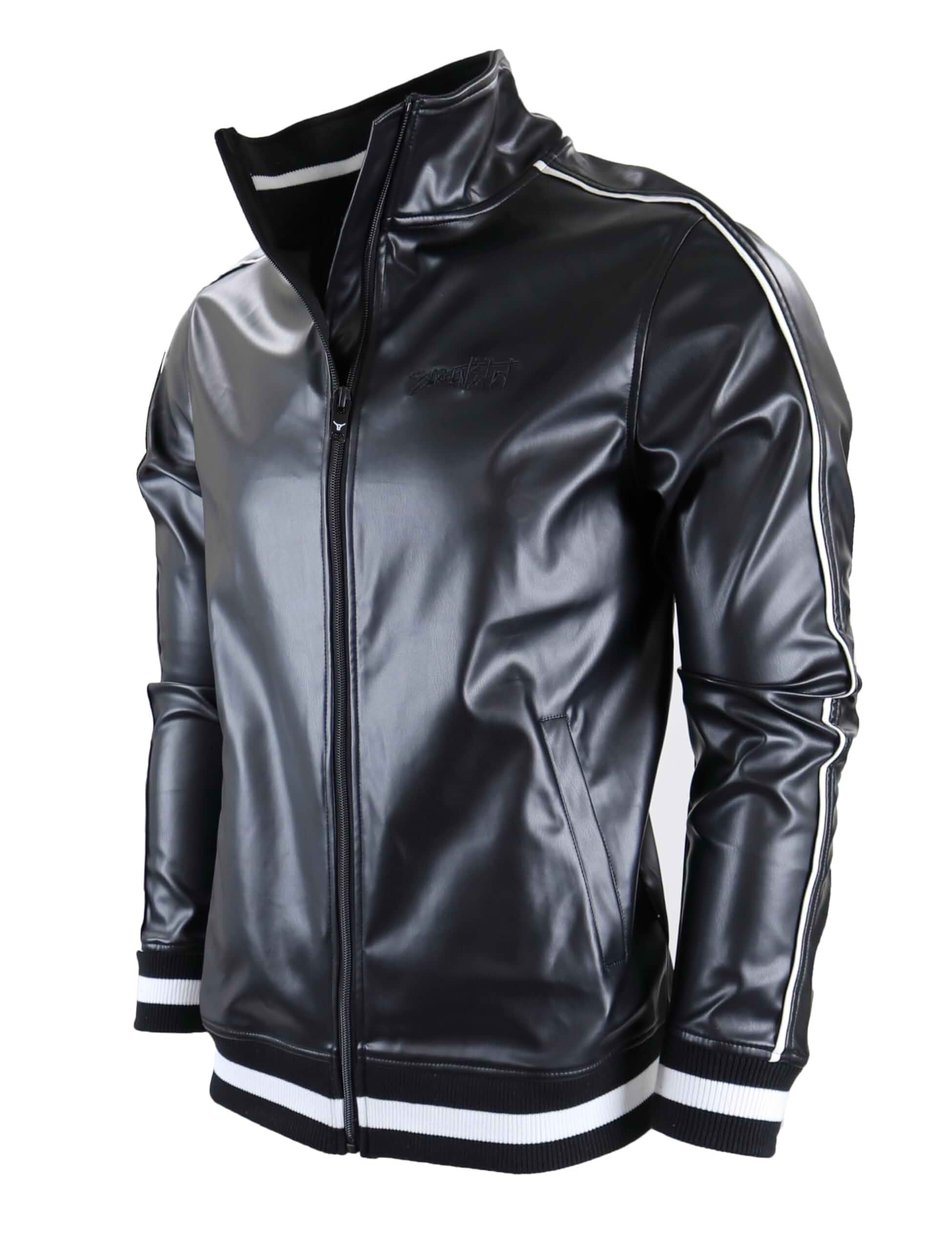 SCREENSHOT Tracksuits 3202 Mens PU Urban Premium Track Set Vegan Leather Athletic Streetwear Fashion Suit