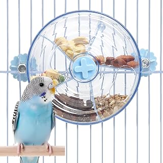 BNOSDM Bird Foraging Toy Creative Feeder Systems with Seed Food Rotating Wheel for Enrichment & Training Parrot Puzzle Toys Ideal for Small and Medium Cockatiel Parakeet Conure(Blue)
