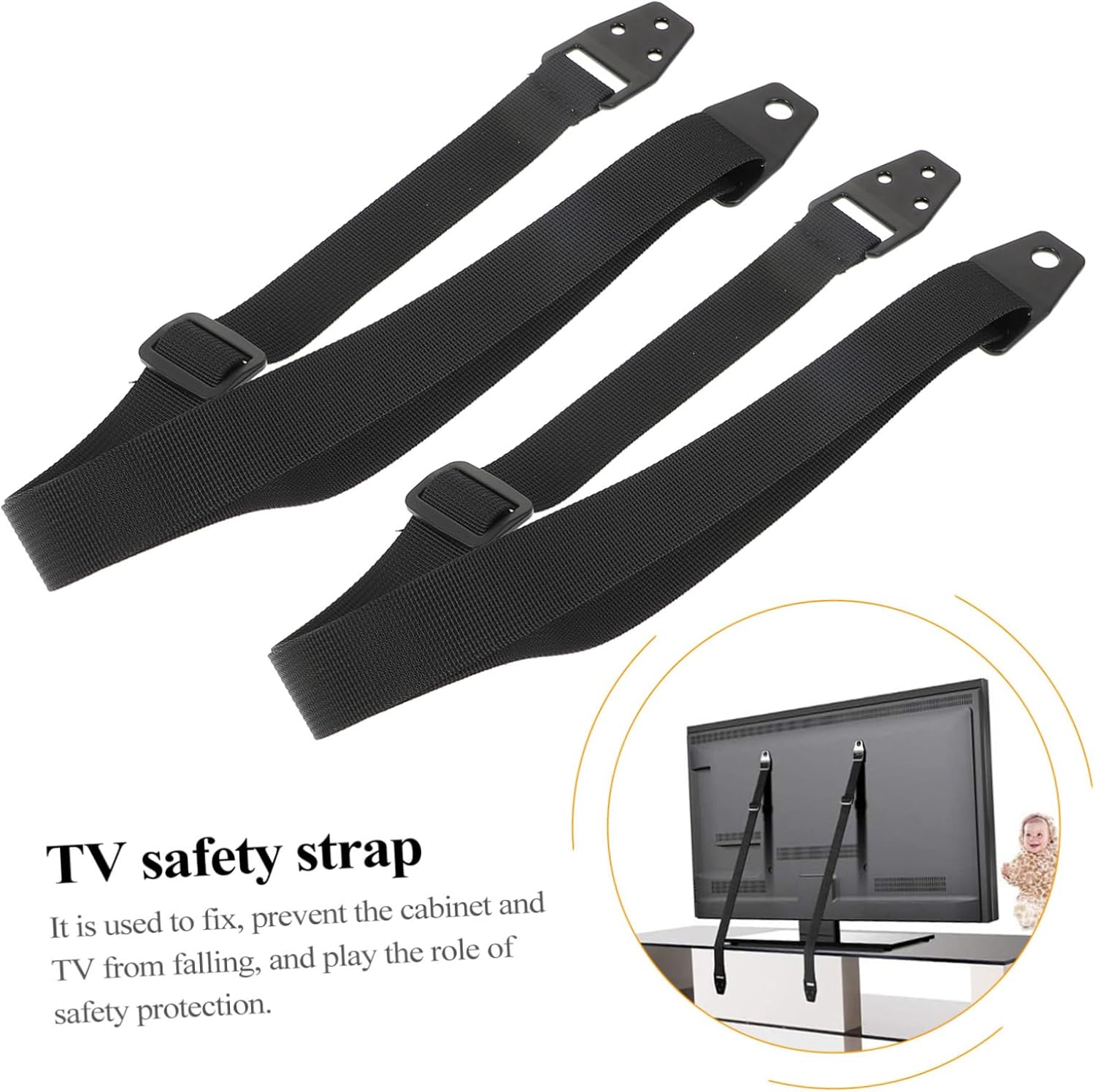 2pcs Heavy Duty -tip Straps for Tv and Furniture Safety Home Tv Fixing Straps Prevent Tipping and Falling Design for