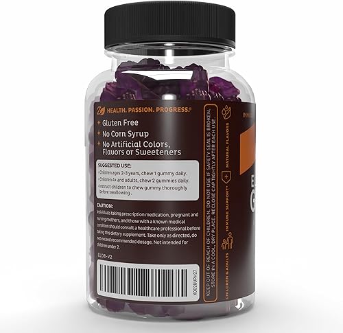 Miniatura 9 de Zeal Naturals Sambucus Gomitas de saúco + zinc + vitamina C - Suplemento diario para niños y adultos - Gomitas de vitamina fáciles de masticar - 100