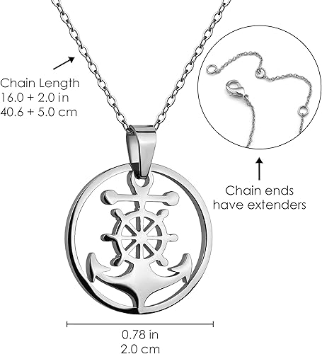 Miniatura 6 de My FAVORITE DRAWER - Collar con dije de anclaje para mujer, de acero inoxidable, para velero, faro, collar con dije de ancla, joyería náutica