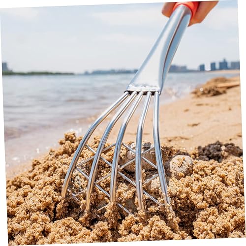 Miniatura 5 de OFFSCH Rastrillo de almejas de acero inoxidable con mango largo de 15.7 pulgadas, herramienta de mano estilo garra para excavar almejas, ostras y