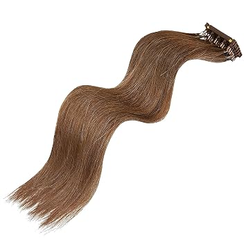 The second generation Plug Professional Hair Extensions Tool Fusion Heat Iron Connector 6D Hair Extension Machine Salon Tools 13 pcs 18 inch, Brown Hair
