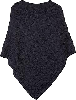 Poncho de Punto con Trenzas, Poncho de Punto de Cuello Redondo, Punto Grueso, para Mujeres 08010040