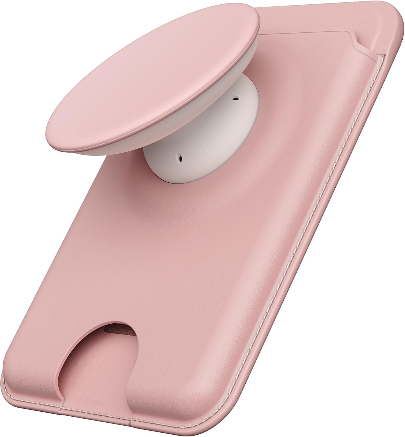 Sinjimoru for MagSafe Phone Grip, Compatible with MagSafe wallet, Soft Magnetic Finger Grip, with 3 Card Holder for iPhone, M-Tap Tok Wallet Pink