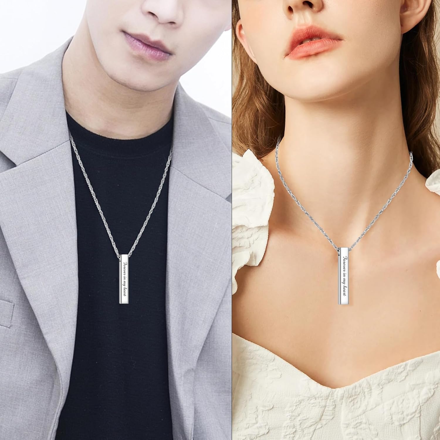 abooxiu Urn Necklace for Human Ashes Cremation Jewelry for Ashes Stainless Steel Keepsake Ashes Necklace Memorial Urn Jewelry Pendant for Women Men - Forever in my heart