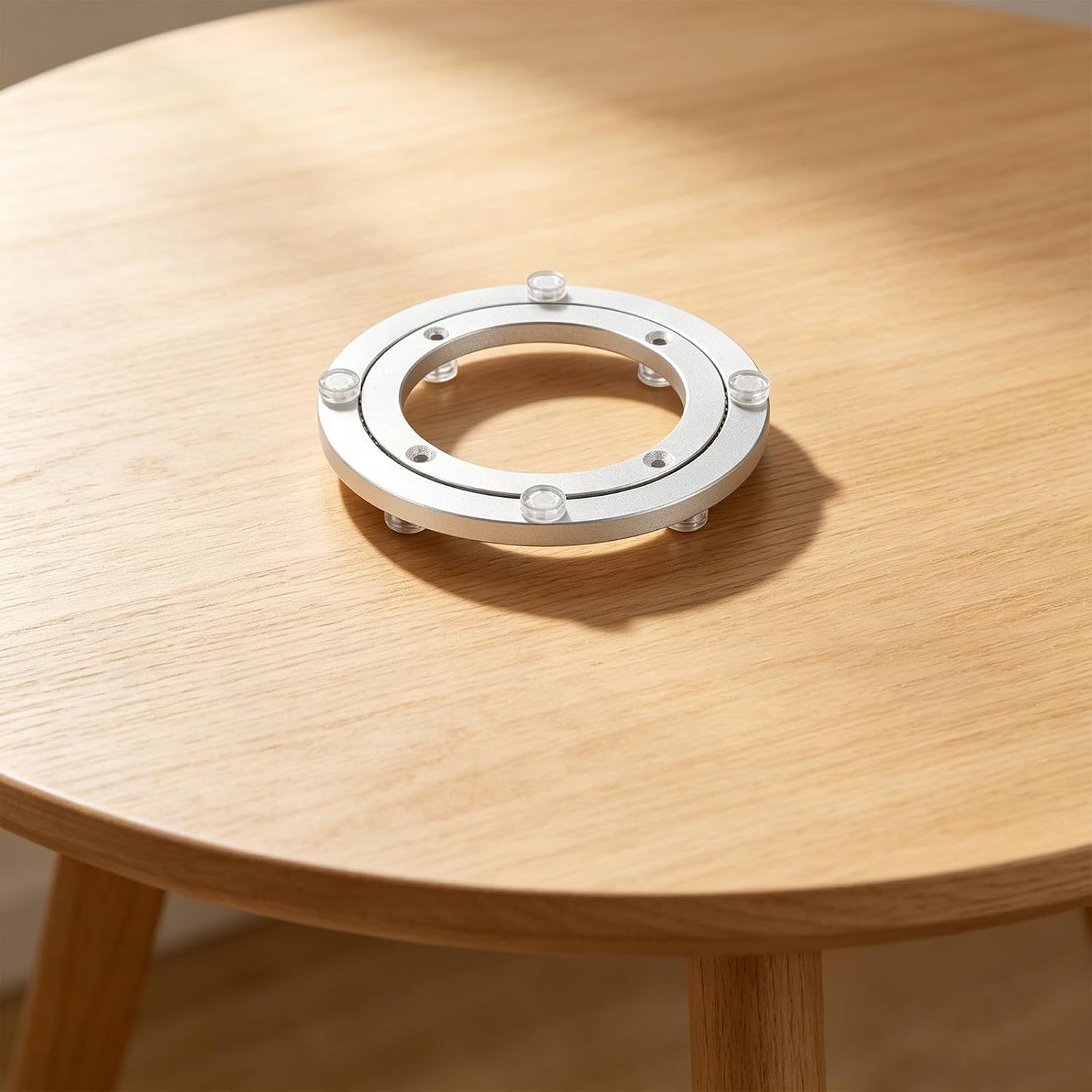 Turntable Base 360 Degree Rotating 5.5 Inch Silver Aluminum Alloy