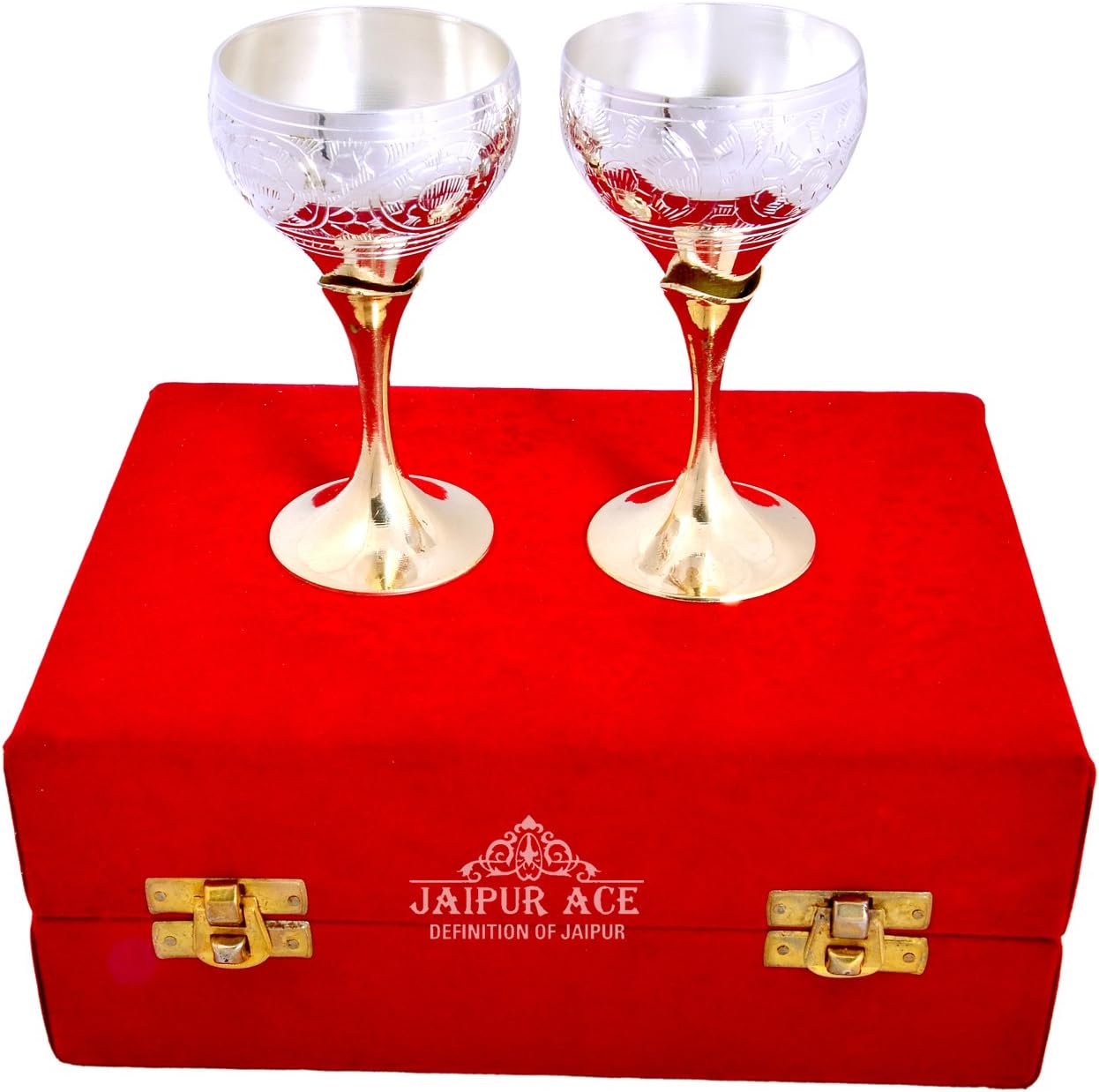 JAIPUR ACE Brass Wine Glass - Silver, 150 ml