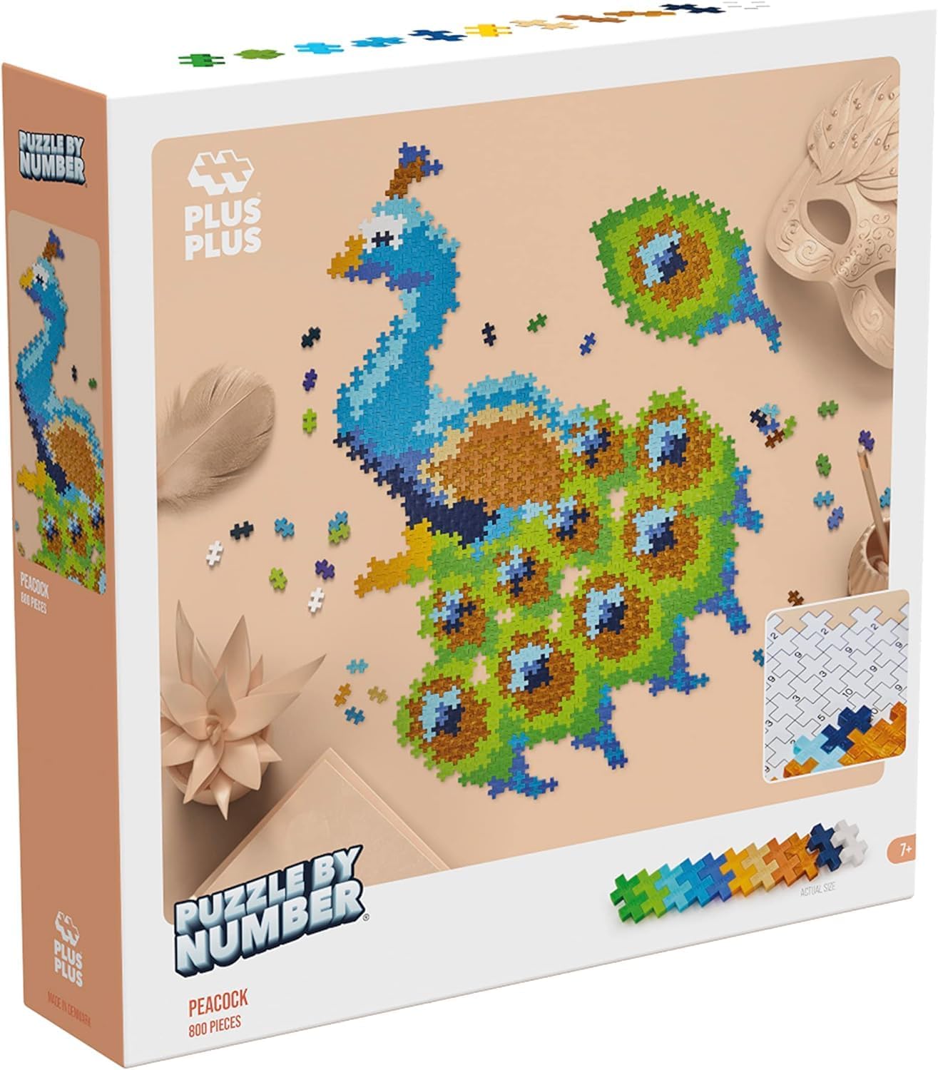 PLUS PLUS - 800 Piece Peacock Number Puzzle - Building Set - PP3931