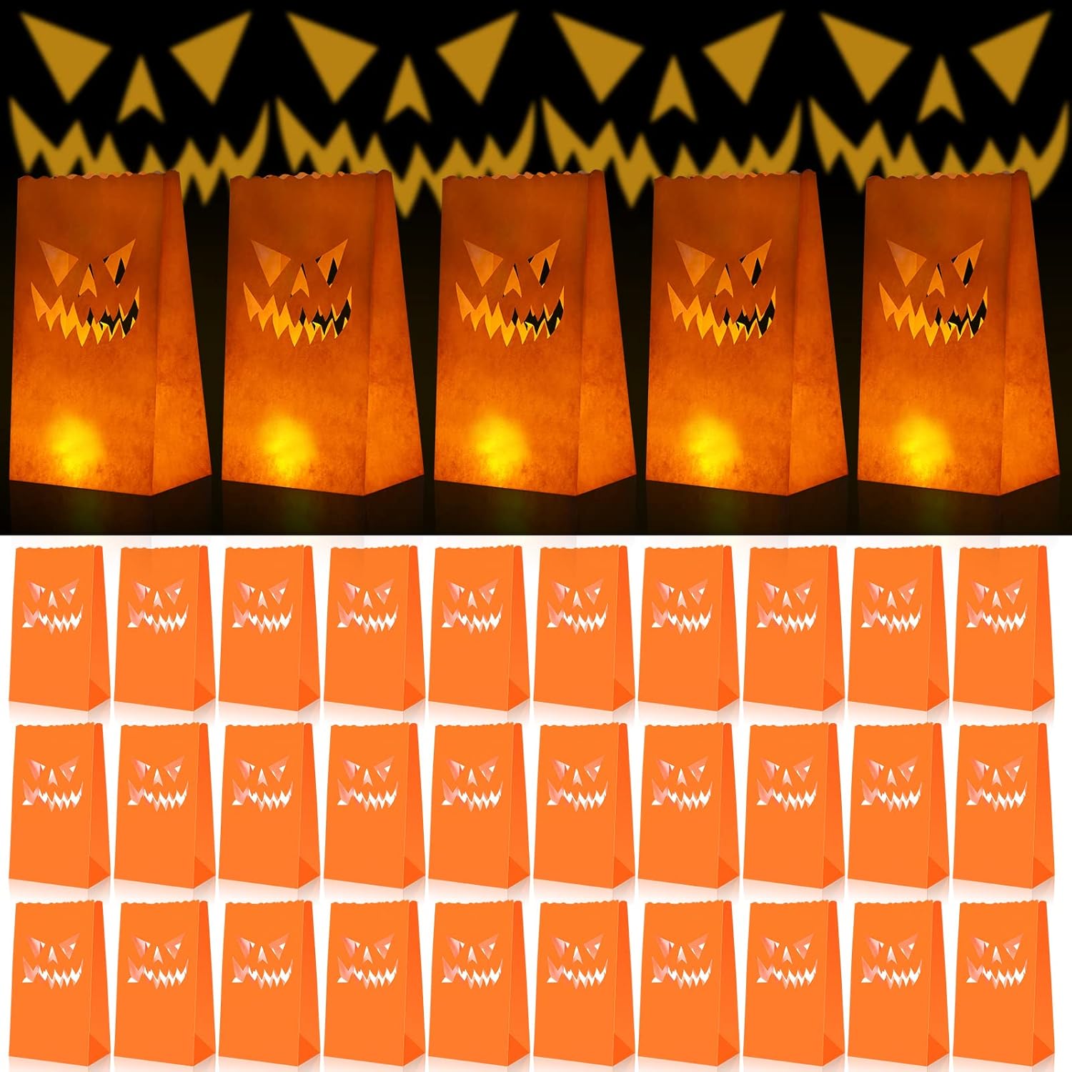 Halloween Luminary Bags Outdoor Paper Pumpkin Lantern Bags
