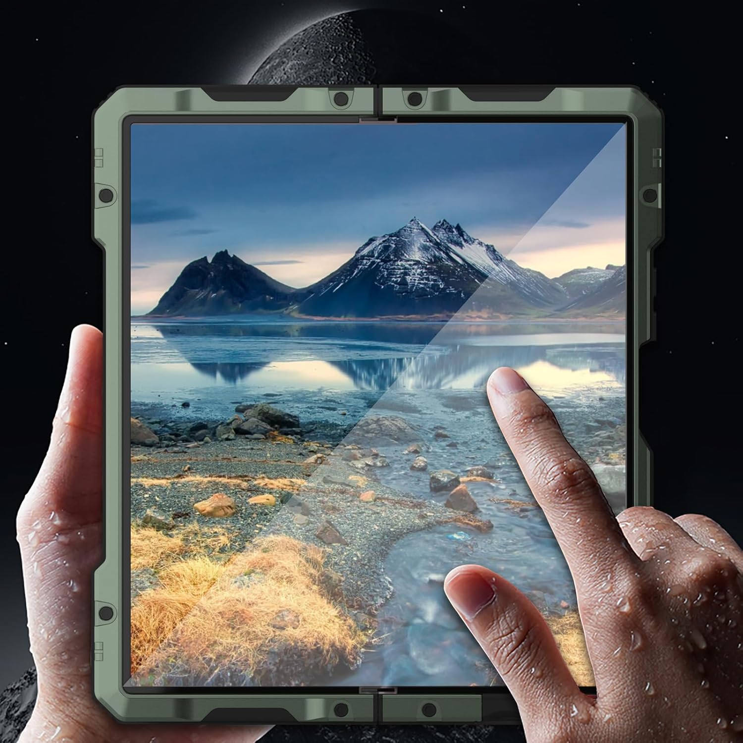 Metal Case Compatible with Samsung Z Fold 7 Aluminum Military Grade Rugged Case with S Pen Holder Metal Stand Hinge Protection Screen Protector Drop Tested Shockproof Full Cover (Green)