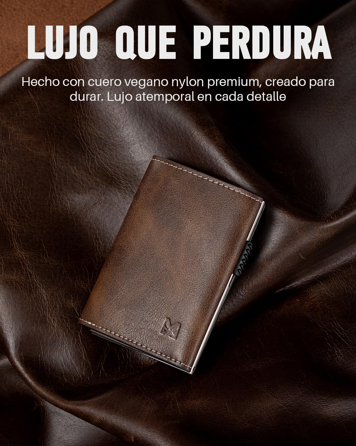 Cartera Pop Up para Hombre con Monedero, Cartera Trifold con Ventana para ID, Tarjetero Inteligente con Bloqueo RFID y 6 Ranuras para hasta 11 Tarjetas (Marrón)