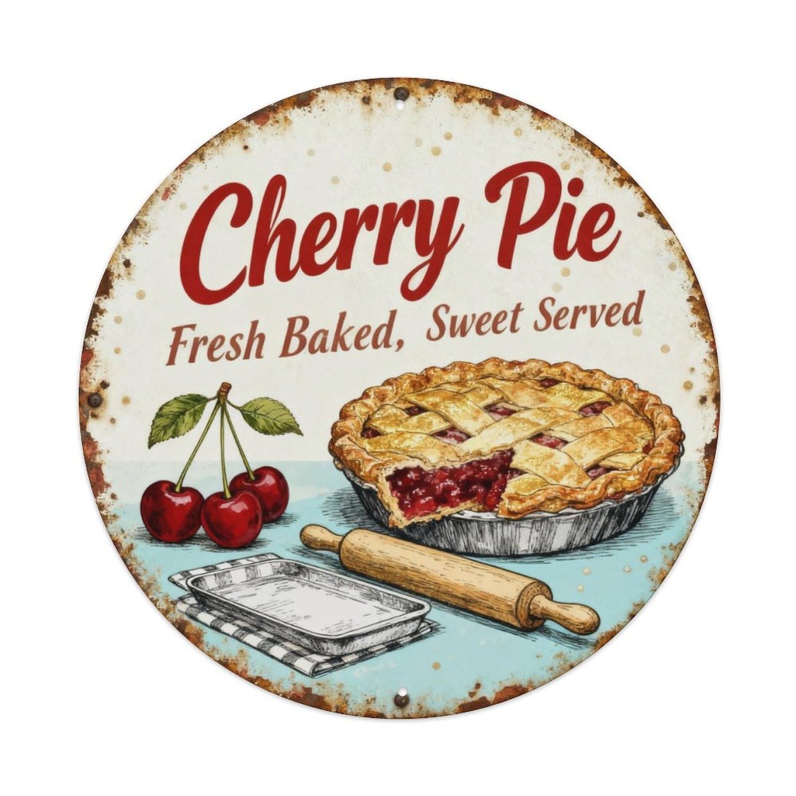 Cherry Pie Bakery Kitchen Decor Metal Tin Sign Plaque