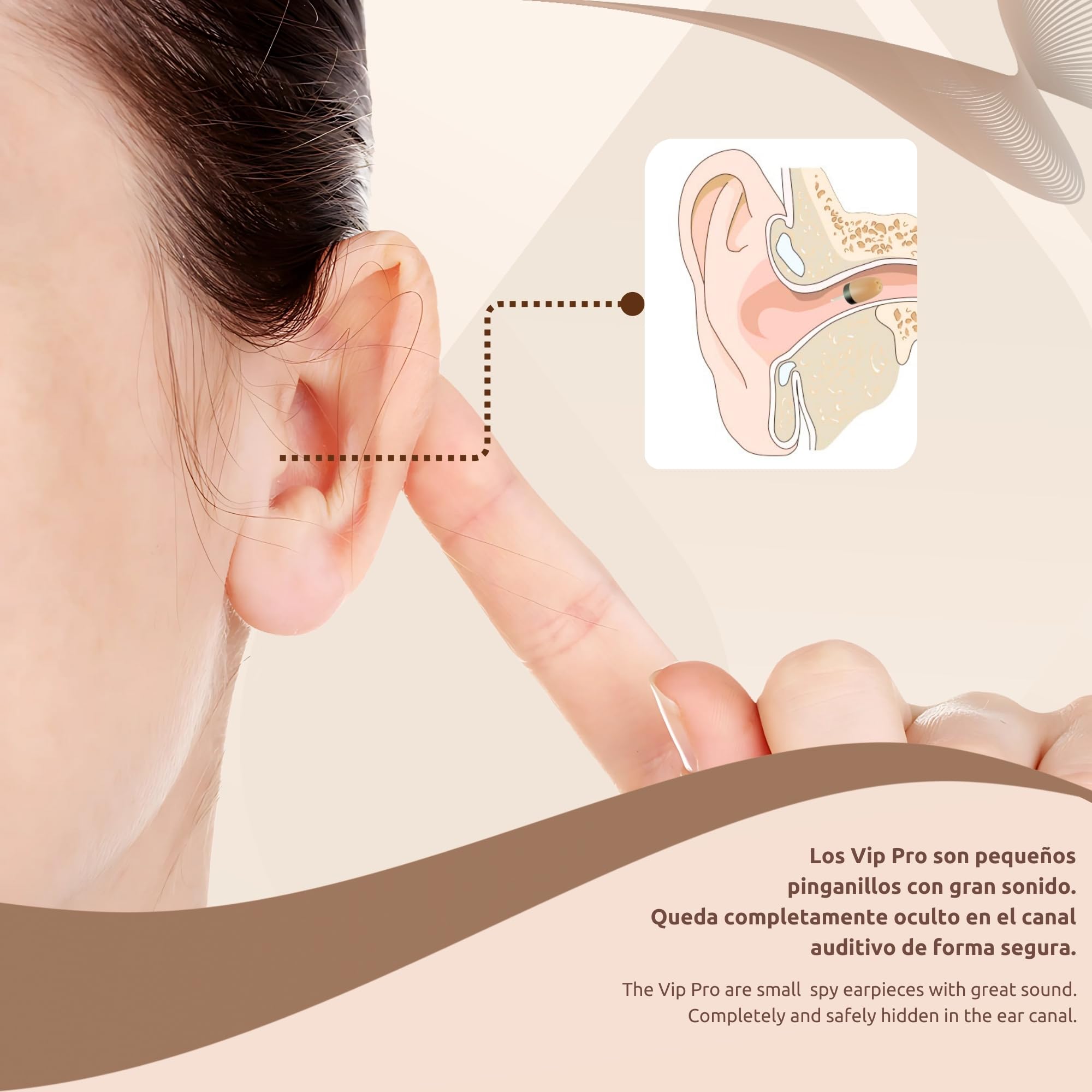 PingaOculto Pinganillo Examenes por Cable Oculto (VIP Pro Mini + Microfono) | Jack 3,5 mm, Botón multifunción, Llamadas y grabaciones, iPhone y Android, Invisible, Auricular inalámbrico, Tamaño mini
