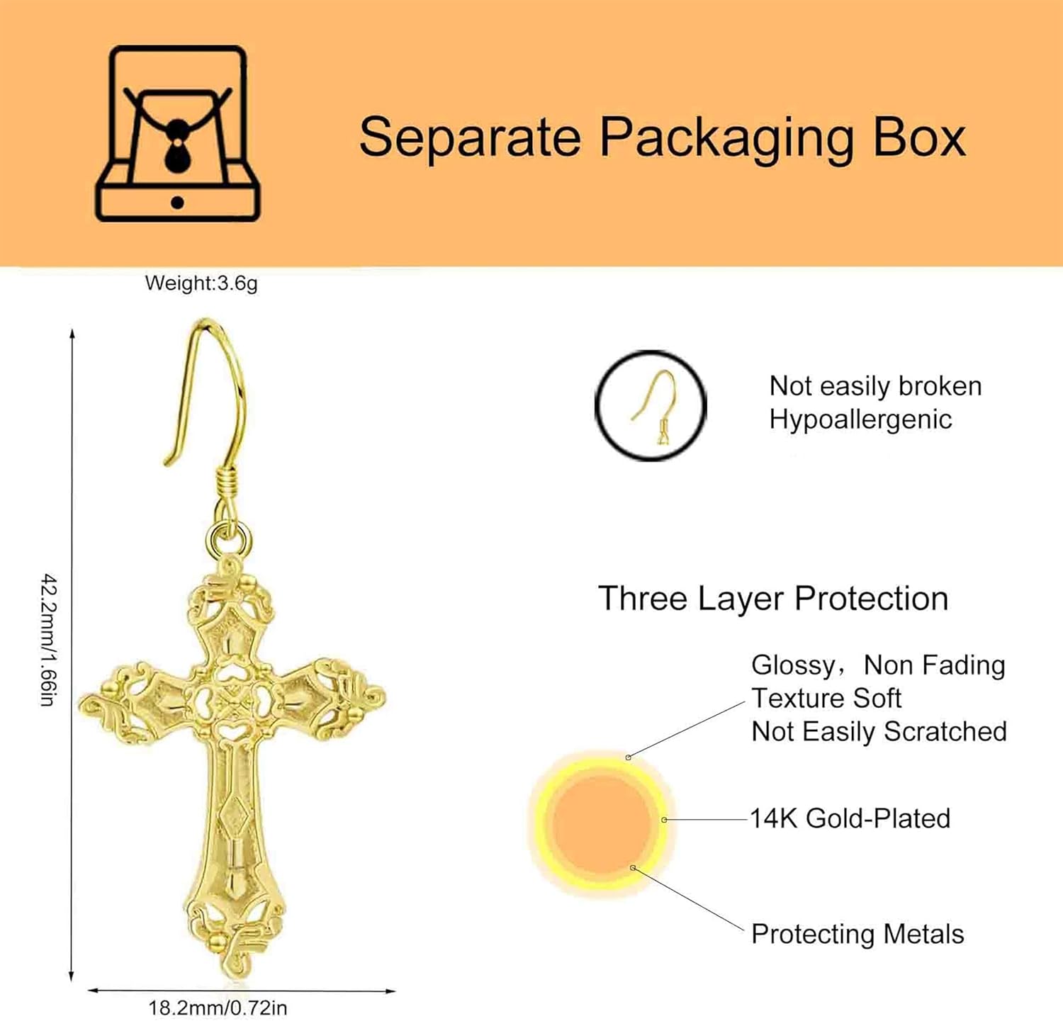 ToHeart Gold Cross Hoop Earrings for Womens Minimalist Gold Earrings Dangle Elegant Hypoallergenic Gifts - Image 2