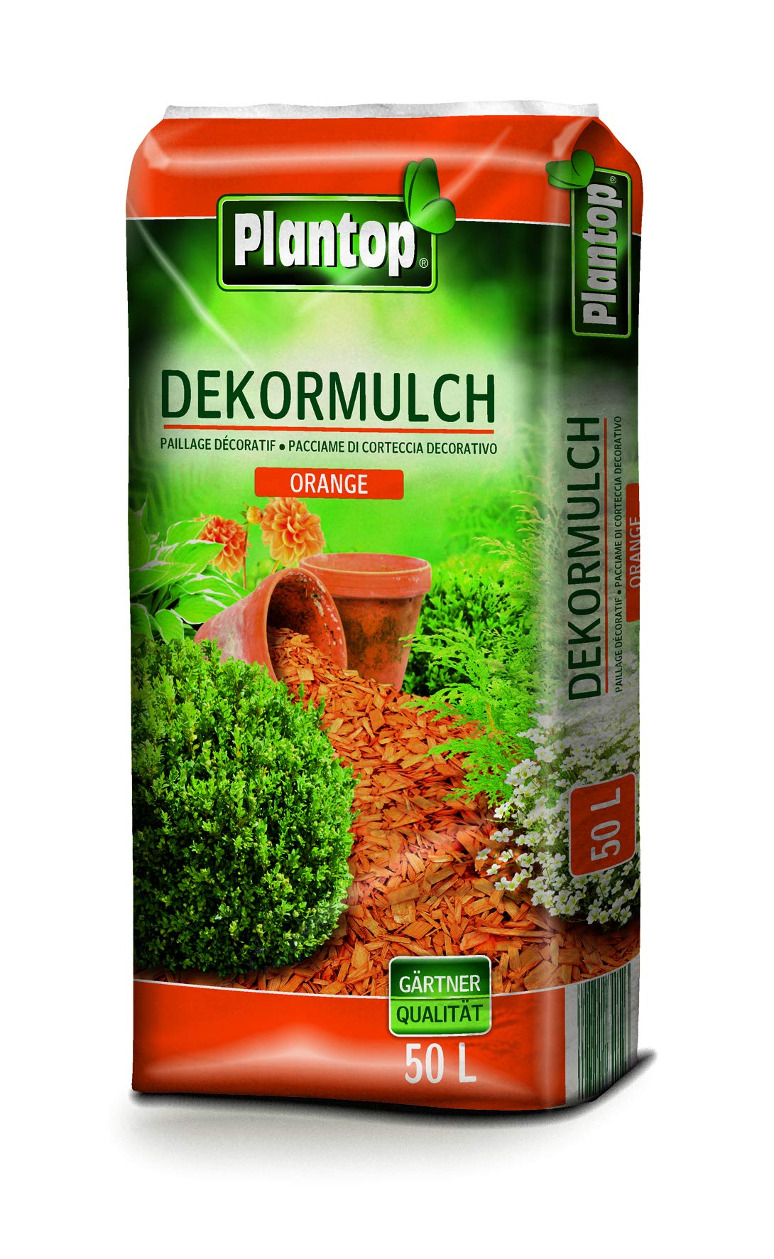 Plantop DEKOR-Mulch 50 l. Drylownica do drewna, kotlet mielony. Dekomulch w kolorze pomarańczowym
