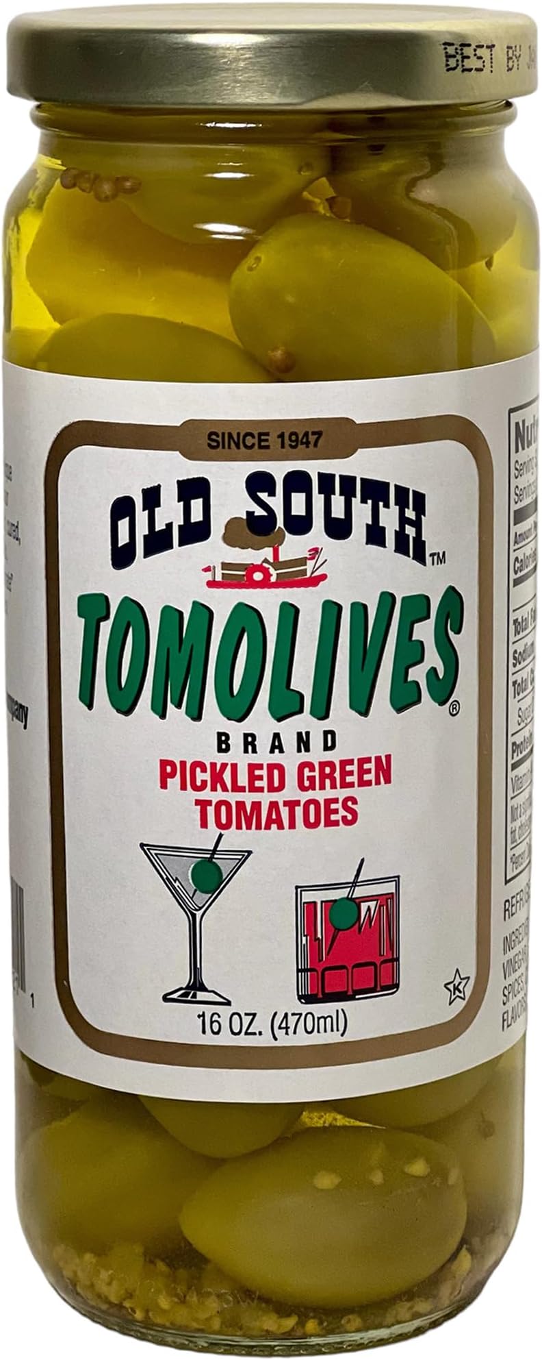 Old South Tomolives Pickled Green Tomatoes, 16 Ounce (Pack of 1)