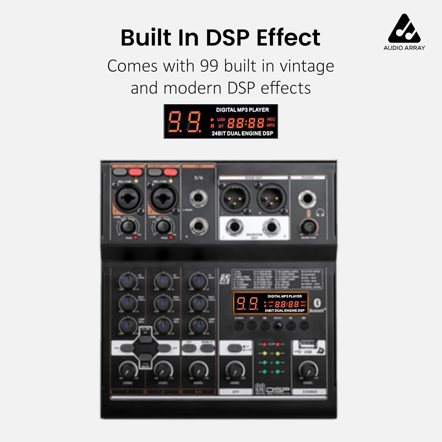 Audio Array BE-4 Mixer with 99 Built-in DSP Effects Display