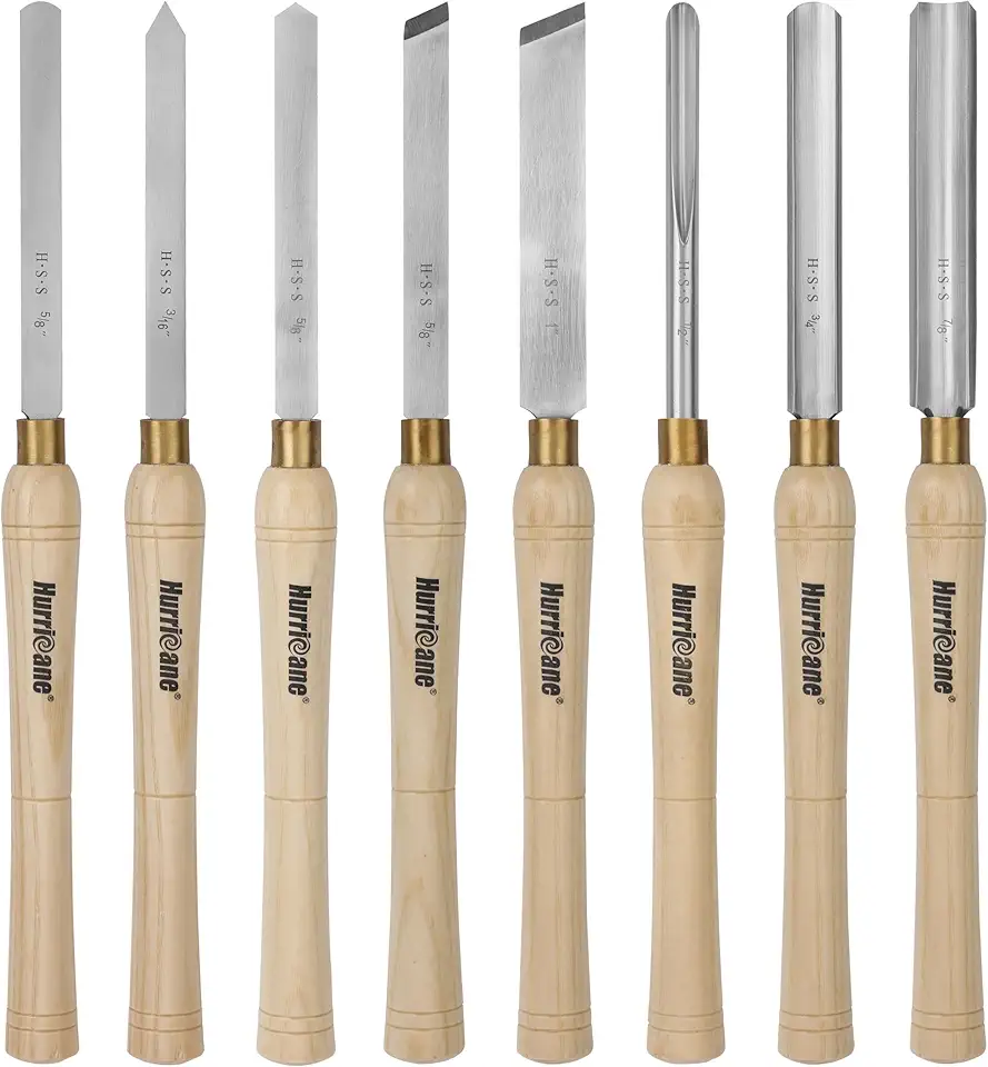 Hurricane 8-Piece Lathe Chisel Set with Case