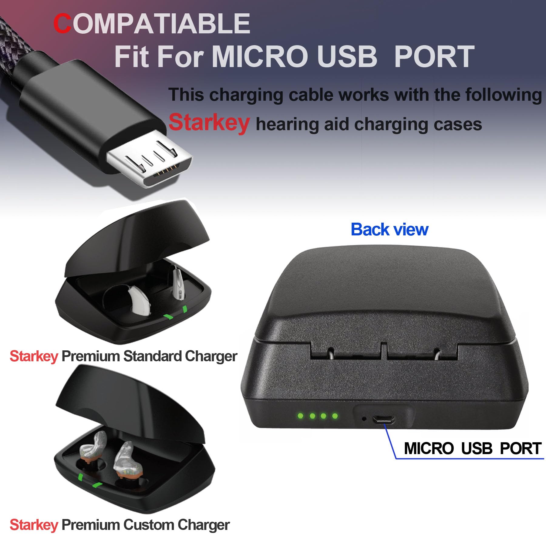 Nylonowy kabel do ładowania USB raid do opieki cukrzycowej tandem | Wymienny przewód micro USB kompatybilny z pompą insulinową Tandem t:Slim X2 | Trwały kabel do szybkiego ładowania 1m