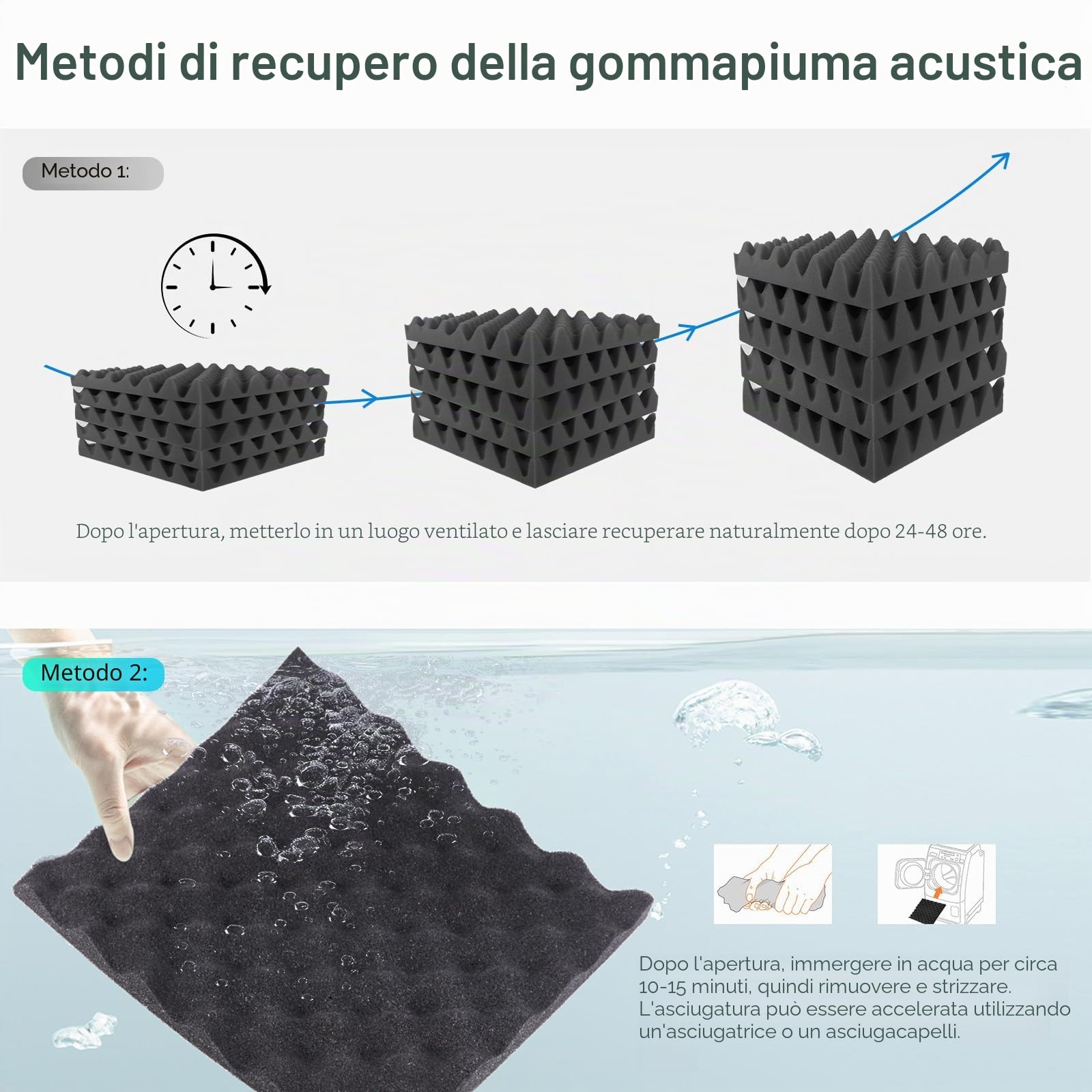 JBER Confezione da 12 pannelli fonoassorbenti Guscio d'uovo in schiuma, 3 x 30 x 30 cm, autoadesivi, imbottiture acustiche da parete per casa, ufficio, studio (Black, 3 X 30 X 30cm of 12 Pack)
