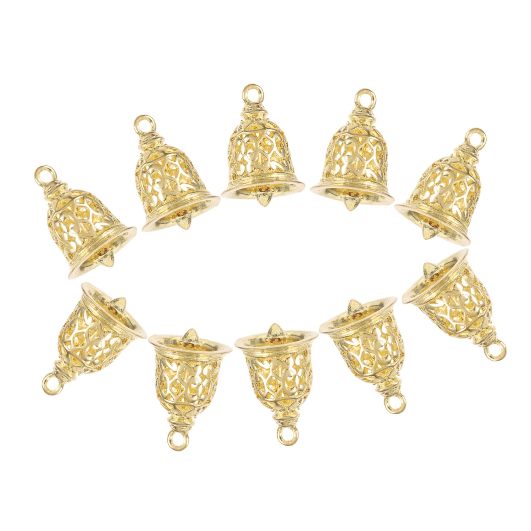 SHINEOFI 40pezzi Campanelle Decorative Ottone Pendenti per Borse e Accessori Fai da Te Campane Hollowed-out per Decorazioni Natalizie e Artigianato