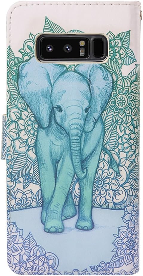 UrSpeedtekLive Galaxy Note 8 Case, Galaxy Note8 Wallet Case, Premium PU Leather Wristlet Flip Case Cover with Card Slots & Stand for Samsung Galaxy Note8, Elephant