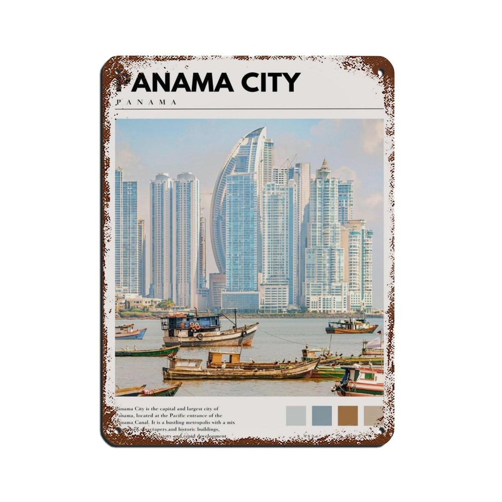 Panama Art Panama Photography Poster Retro Poster Metal Tin Sign Chic Art Retro Iron Painting Bar People Cave Cafe Family Garage Poster Wall Decoration 12x16inch(30x40cm)