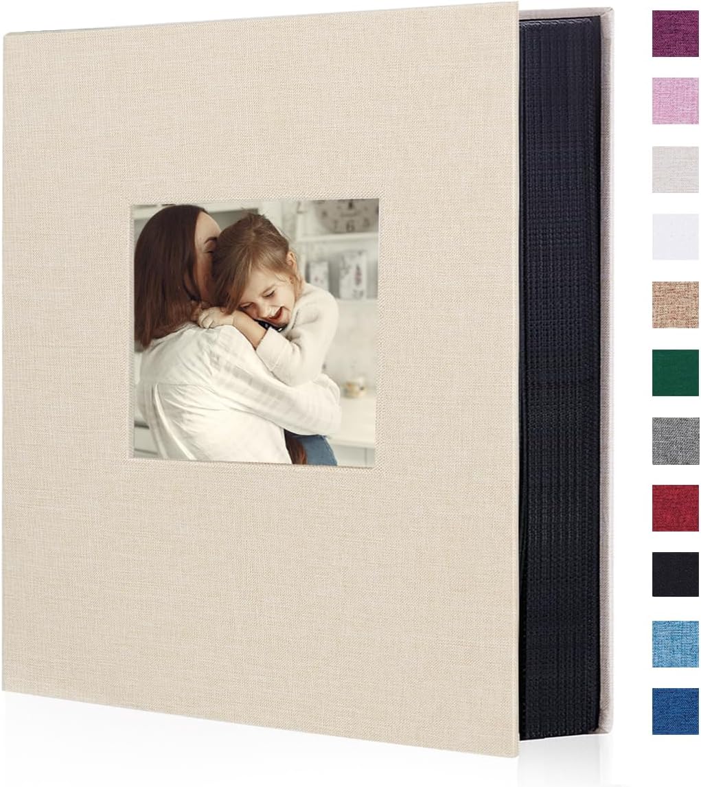 Artmag Fabric Photo Album 4x6 400 Large Capacity for Family Wedding Anniversary Linen Album Holds 400 Vertical Photos (400 Pockets, Beige)