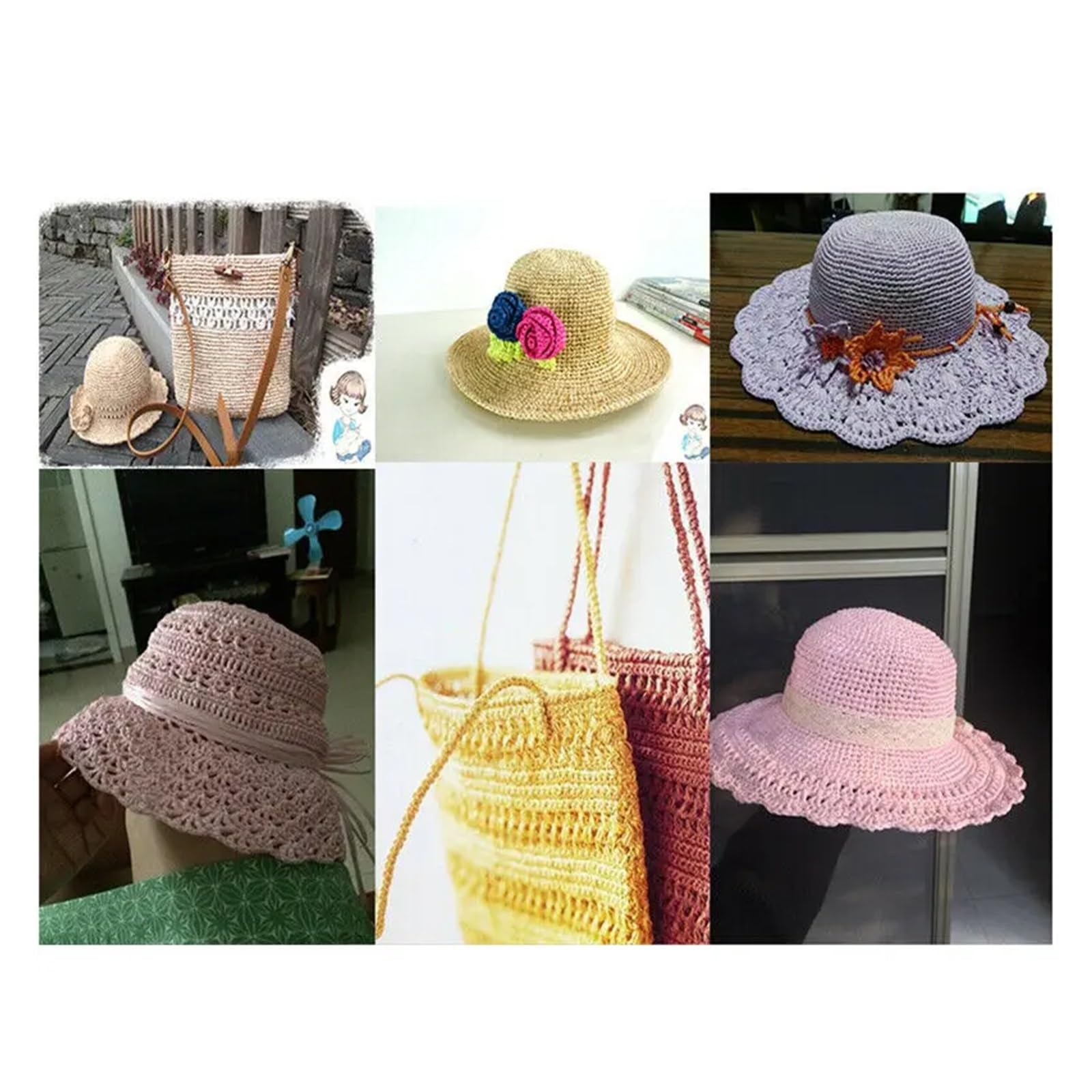 HäKelgarn Raffia-Strohgarn, Strickgarn, Häkelgarn, Sommerhutgarn, Raffiafaden for Häkeln, Stricken, DIY, handgefertigt(Color 3)