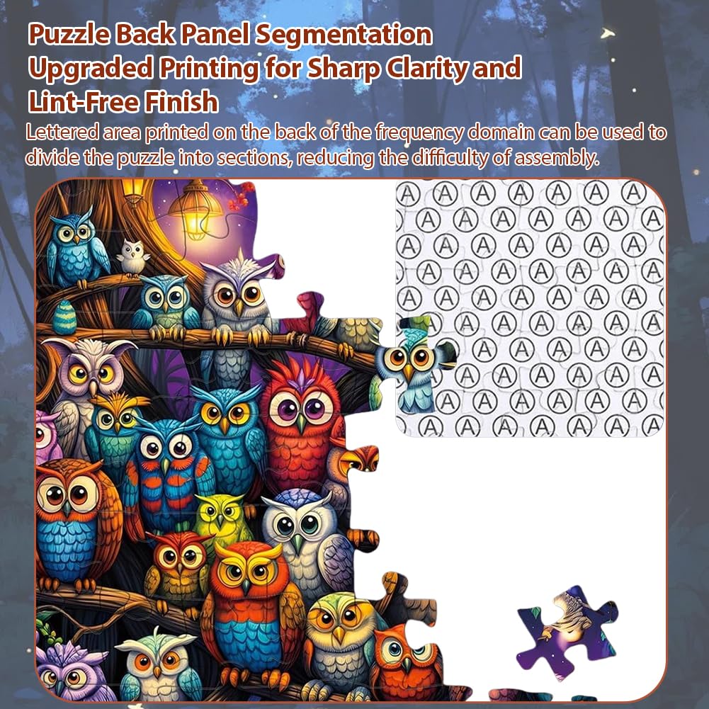 Jigsaw Puzzles for Adults 1000 Pieces, Animal Jigsaw Puzzles 1000 Pieces, Colorful Owl Family Puzzle, Nocturnal Woodland Art - Image 4