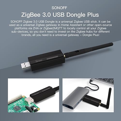 Miniatura 2 de SONOFF Zigbee 3.0 USB Dongle Plus Gateway, adaptador universal inalámbrico Zigbee con antena para asistente doméstico, IoBroker (2 unidades)