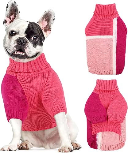 Suéter de punto para perros y gatos, suéter grueso de cuello alto para perro, suéter de cachorro para clima frío, sudadera cálida para mascotas,