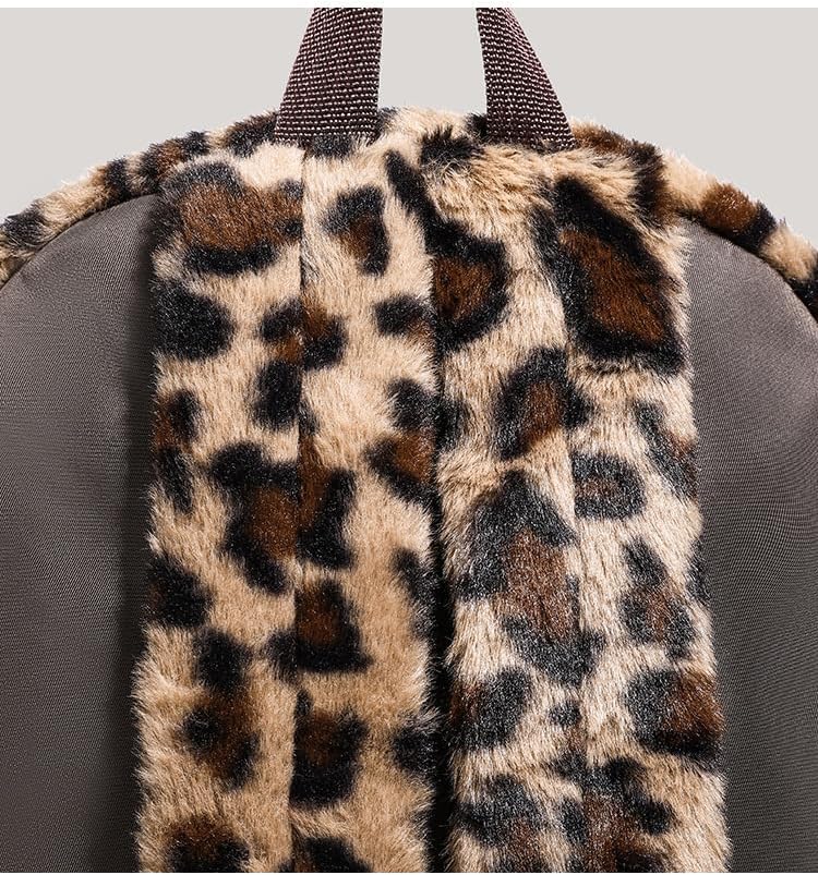 Fashion Backpack y2k Purse Backpack, Cute Fuzzy Daypack Grunge Alt Emo Shoulder Bag Cheetah Chic Coquette Harajuku Bag (leopard print) - Image 5