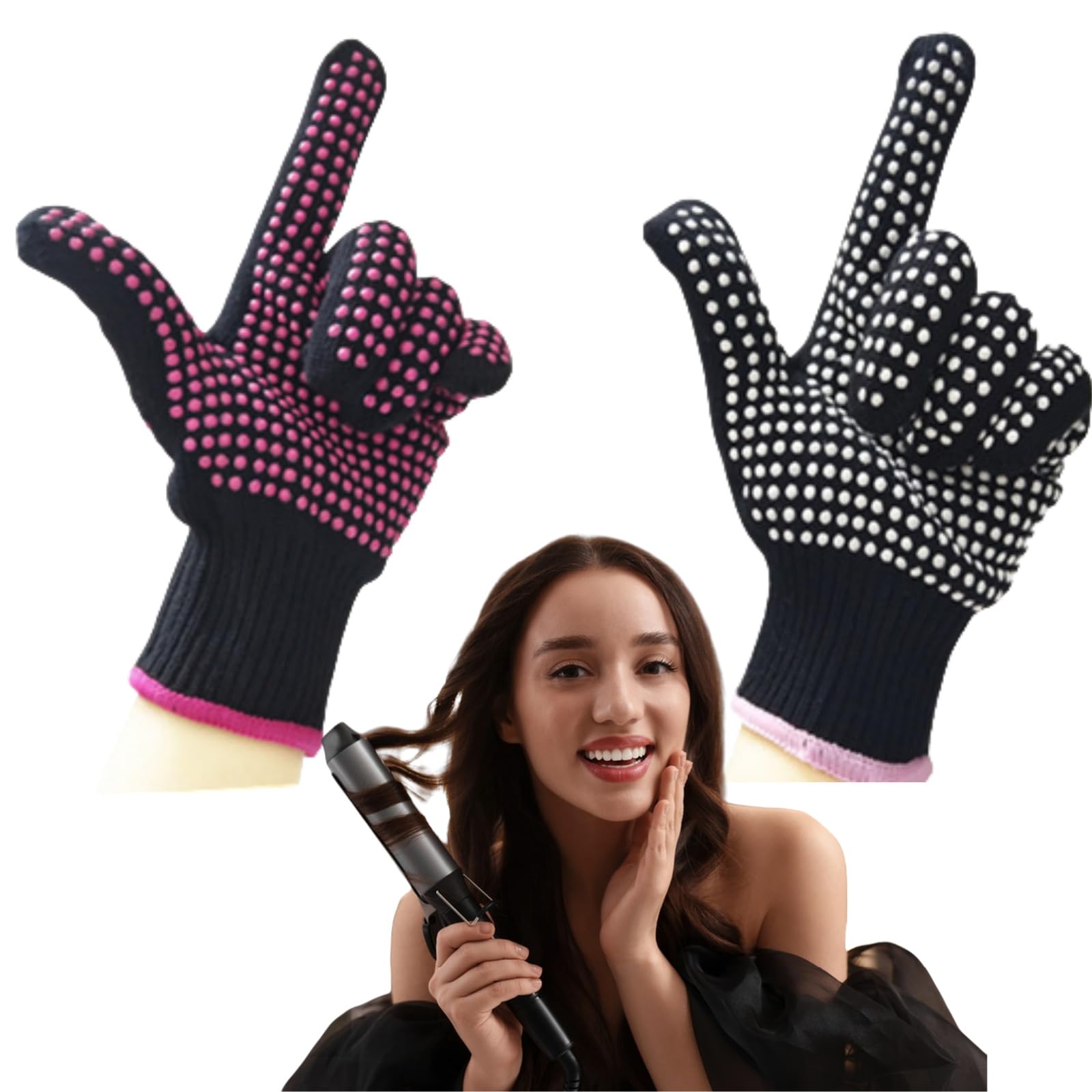 Guante Termico Peluqueria,2pcs Guantes Plancha Pelo,Guantes Para Peinado con Calor,Guantes Para Planchar el Pelo,Guante Plancha Pelo,Guantes a Prueba de Calor,Para Herramientas Cabello