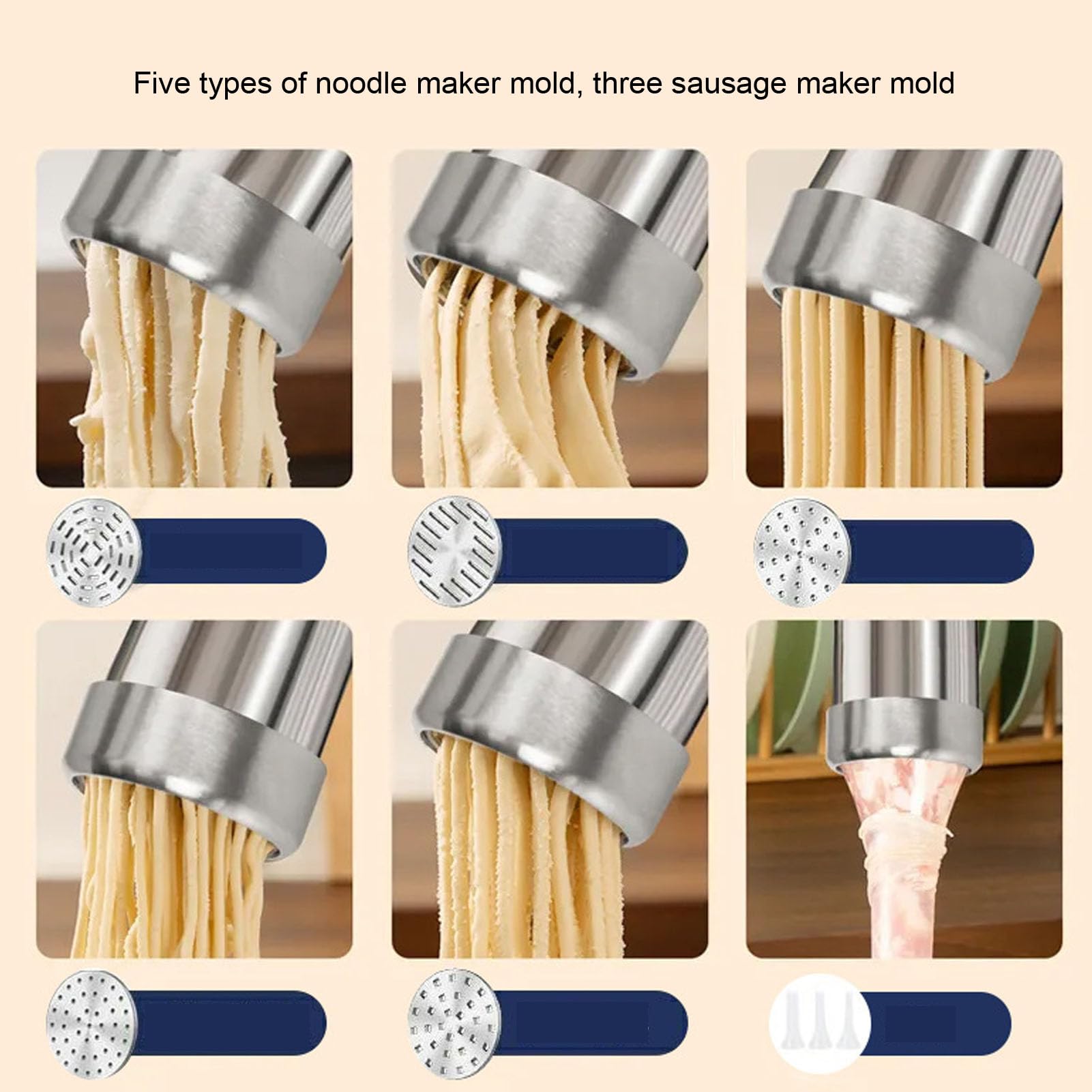 Máquina para hacer pasta eléctrica de mano con 5 moldes para pasta, máquina