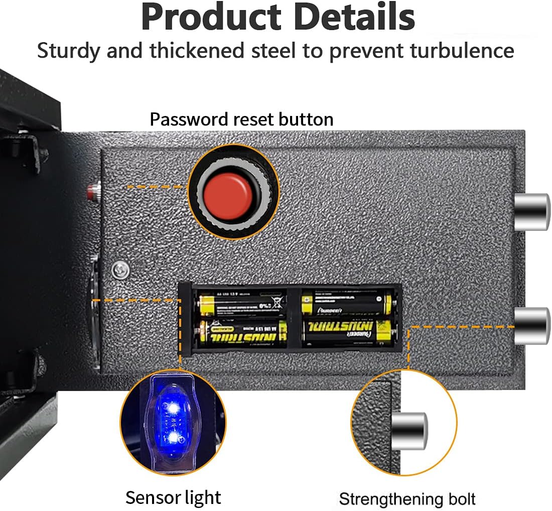 Frее Shірріng Ovеr $50 Sdstone Safe Box with Key & Sensor Light,Electronic Digital Security Steel Safe for Money，for Home Office Hotel Business Gun Passport Cash,0.4 Cubic Feet