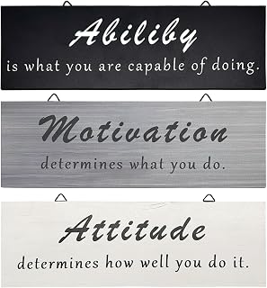 3Pcs Office Wall Decor Inspirational Rustic Motivational Plaques with Sayings Wooden Hangings for Home Office, Bathroom, Living Room & Bedroom (Simple Color) (Simple Color)