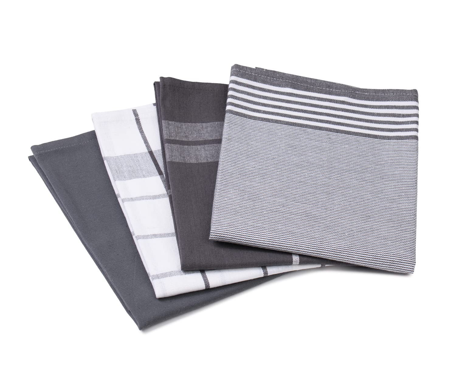 Gözze - Lot de Torchons, 4 pièces, 100% coton Tissu Jacqaurd, haute densité (200 g/m²), 50 x 70 cm - Anthracite