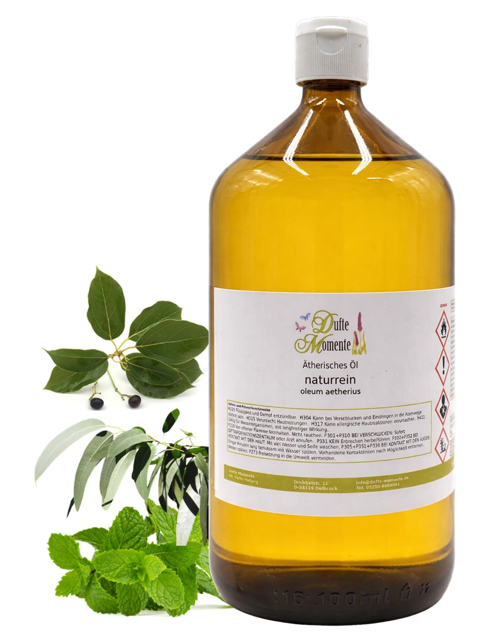 Ätherische Ölmischung Aktiv Sport 1 Liter – Eukalyptus, Pfefferminze & Kampfer – naturrein – für Saunaaufguss, Diffusor & Duftlampe
