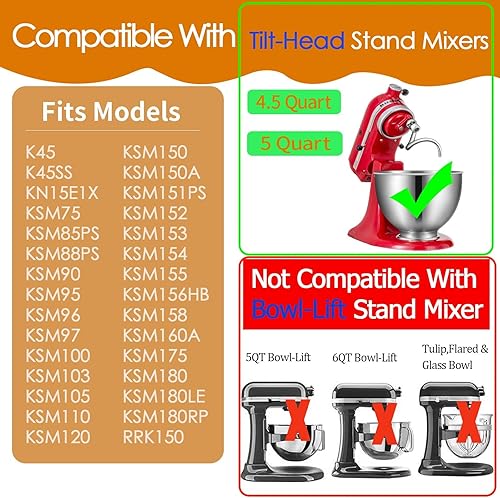 Miniatura 3 de Gancho de masa en espiral de acero inoxidable para mezclador KitchenAid de cabeza inclinable y hoja macho de 7 aletas para licuadora Ninja