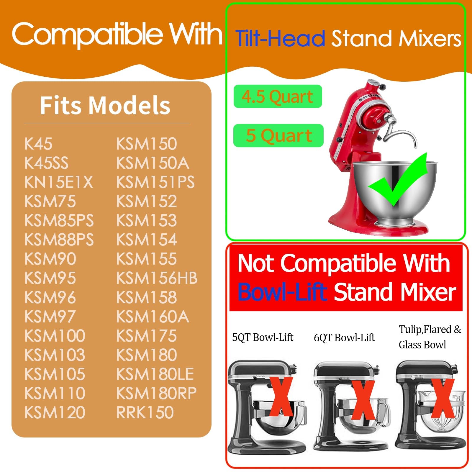 Amazon | ステンレススチールスパイラル生地フック KitchenAid 4.5-5