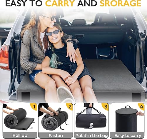 Miniatura 5 de Kingfun 3 Inch CertiPUR-US Memory Foam Camping Mattress, Waterproof Roll up Sleeping Pad for Adults, Comfortable Thick Floor Sleeping Mats for Car