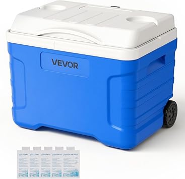 VEVOR Portable Cooler,Hard Cooler with Ice Retention, Heavy-Duty Handles and Strap, Lightweight Rigid Material Insulated Portable Cooler, Suitable for Family Picnics and Short Trips