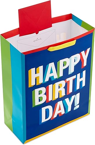Miniatura 4 de Hallmark Bolsa de regalo de cumpleaños extragrande de 15 pulgadas con papel de seda (feliz cumpleaños, rojo, azul, amarillo, verde) para niños,
